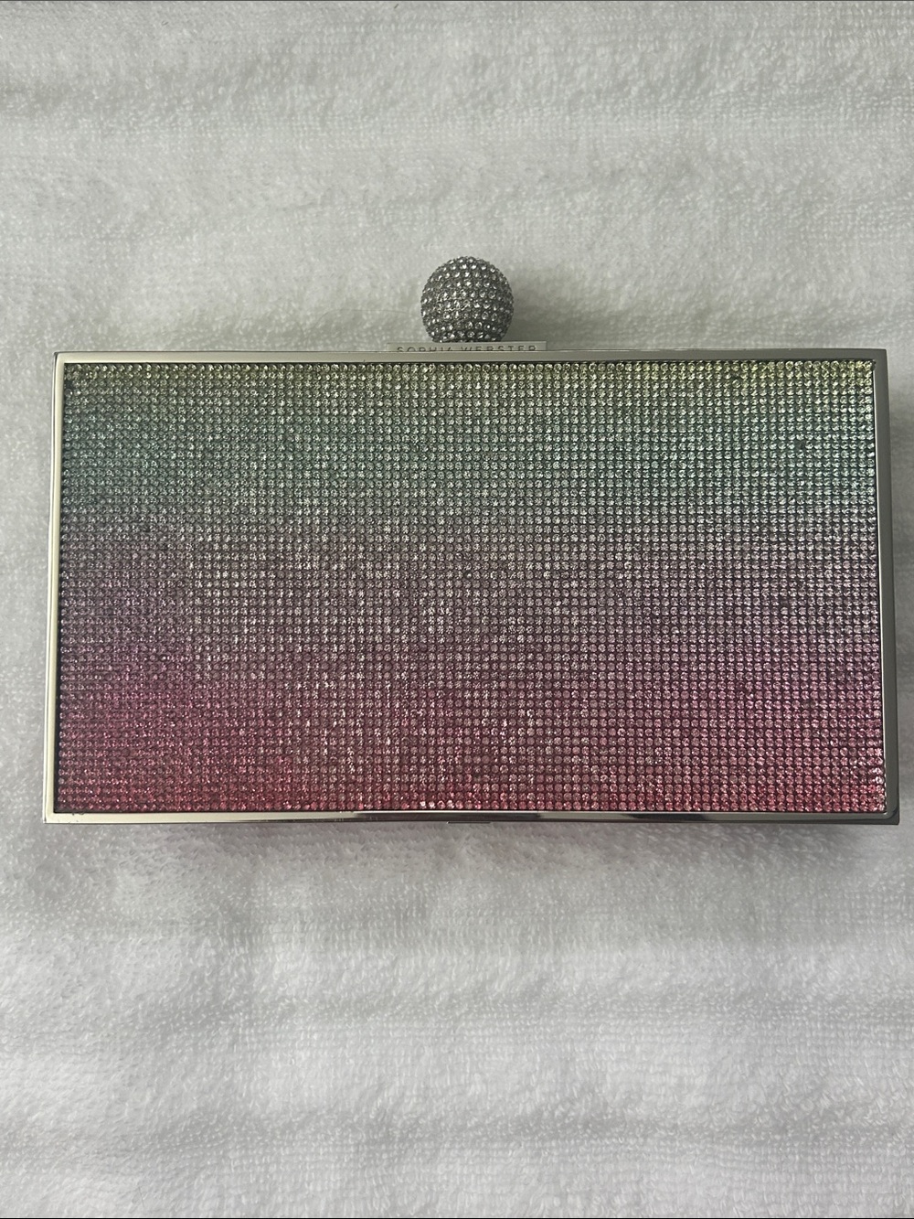 Sophia Webster Rainbow Clara Crystal Box Clutch With Removable Chain
